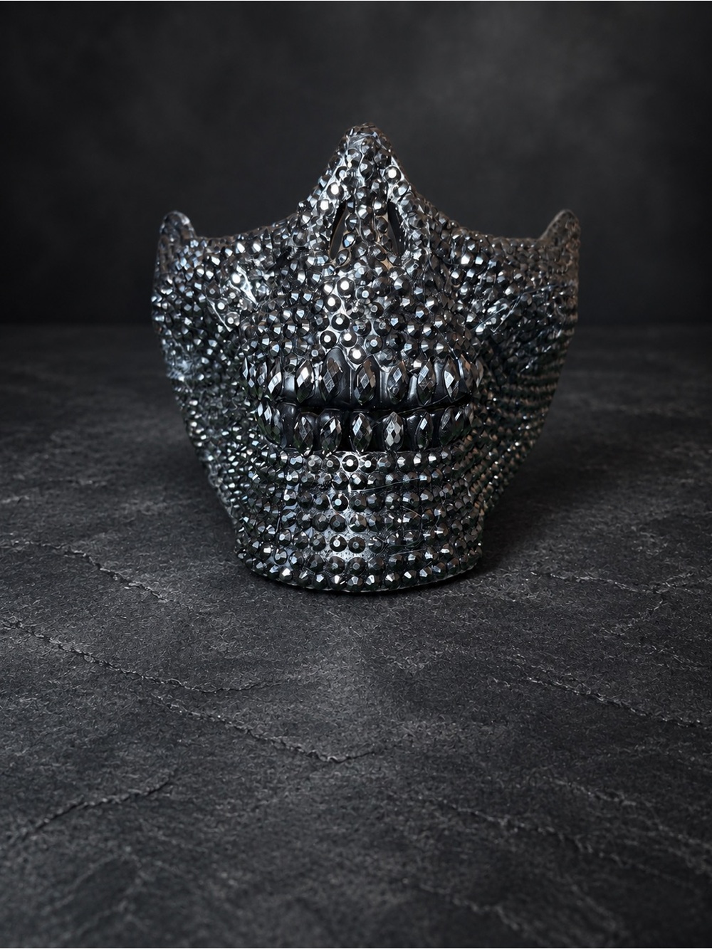 Black Rhinestone Skull Mask Gothic Masquerade Halloween Costume